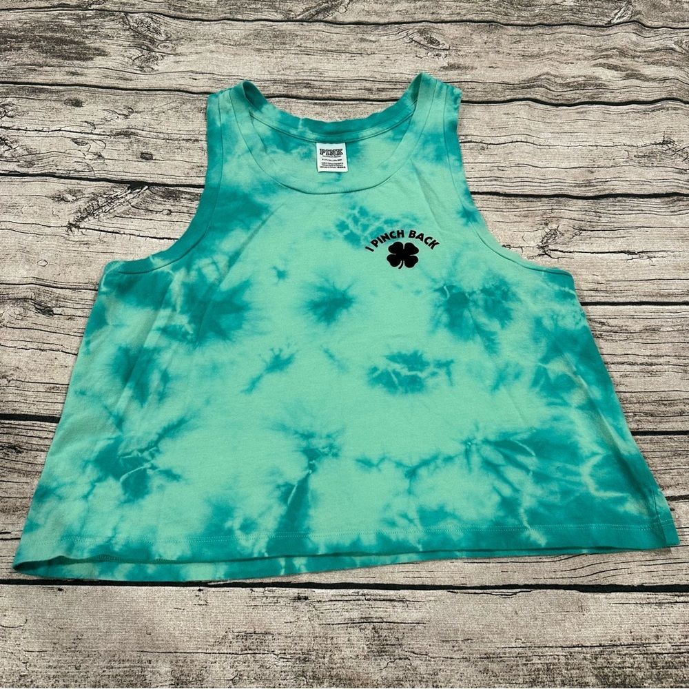 Victoria’s Secret Pink Green Tie Dyed Muscle Tank Size Small